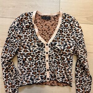 Urban Outfitters Animal Print Cardigan in Black and Tan